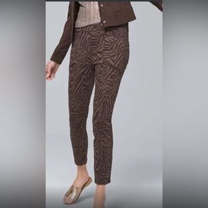 WHBM The Skinny Crop ankle zipper zebra striped jeans